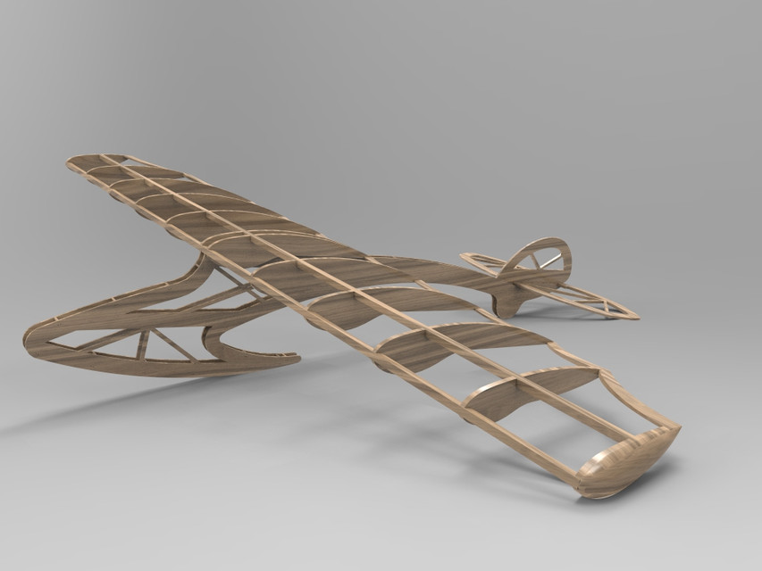 Glider Model简易滑翔机结构3D图纸 STP格式